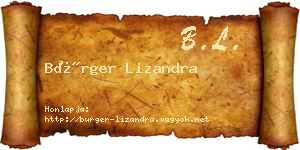 Bürger Lizandra névjegykártya